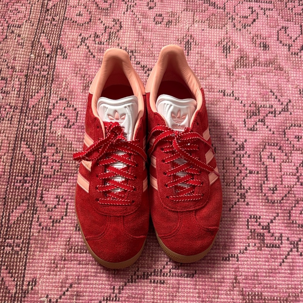 Adidas Red and Pink Suede Sneakers